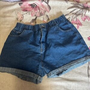 Dark Blue Wash Jean Shorts